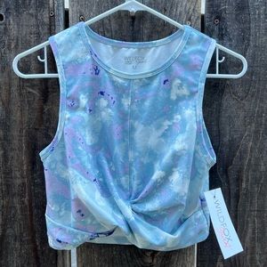 Wildfox NWT twist front watercolor print active top